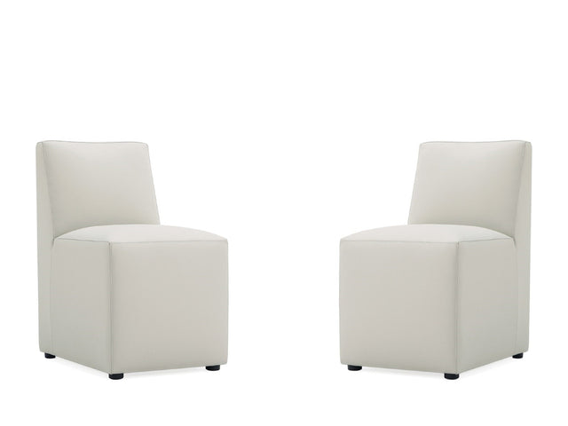 Anna Square Faux Leather Armless Dining Chair in Light Stone Grey (set of 2) - Ornate Home