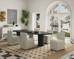 Anna Square Faux Leather Armless Dining Chair in Light Stone Grey (set of 2) - Ornate Home
