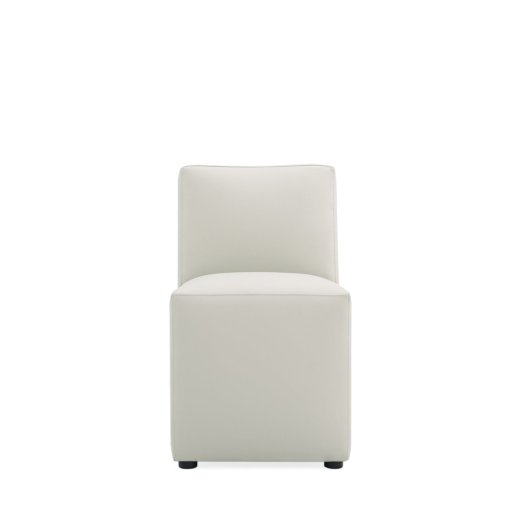 Anna Square Faux Leather Armless Dining Chair in Light Stone Grey (set of 2) - Ornate Home