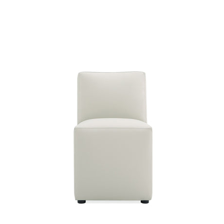 Anna Square Faux Leather Armless Dining Chair in Light Stone Grey (set of 2) - Ornate Home