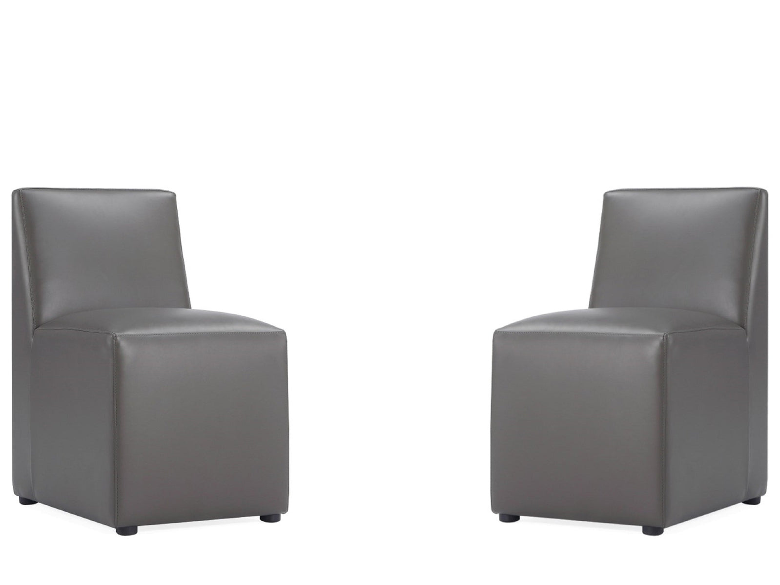 Anna Square Faux Leather Armless Dining Chair in Pewter (set of 2) - Ornate Home