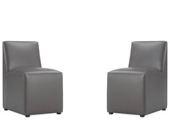 Anna Square Faux Leather Armless Dining Chair in Pewter (set of 2) - Ornate Home