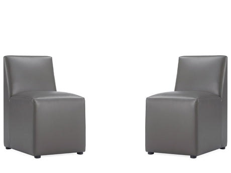 Anna Square Faux Leather Armless Dining Chair in Pewter (set of 2) - Ornate Home