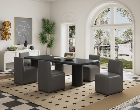 Anna Square Faux Leather Armless Dining Chair in Pewter (set of 2) - Ornate Home