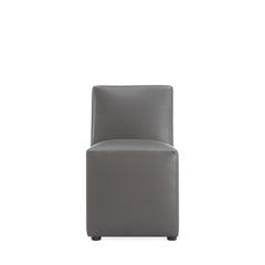 Anna Square Faux Leather Armless Dining Chair in Pewter (set of 2) - Ornate Home