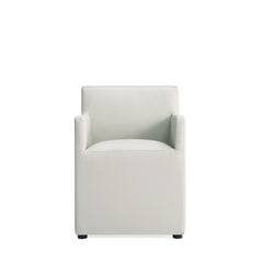 Anna Square Faux Leather Dining Arm Chair in Light Stone Grey (set of 2) - Ornate Home