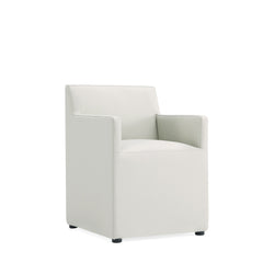 Anna Square Faux Leather Dining Arm Chair in Light Stone Grey (set of 2) - Ornate Home