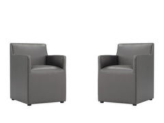 Anna Square Faux Leather Dining Arm Chair in Pewter (set of 2) - Ornate Home