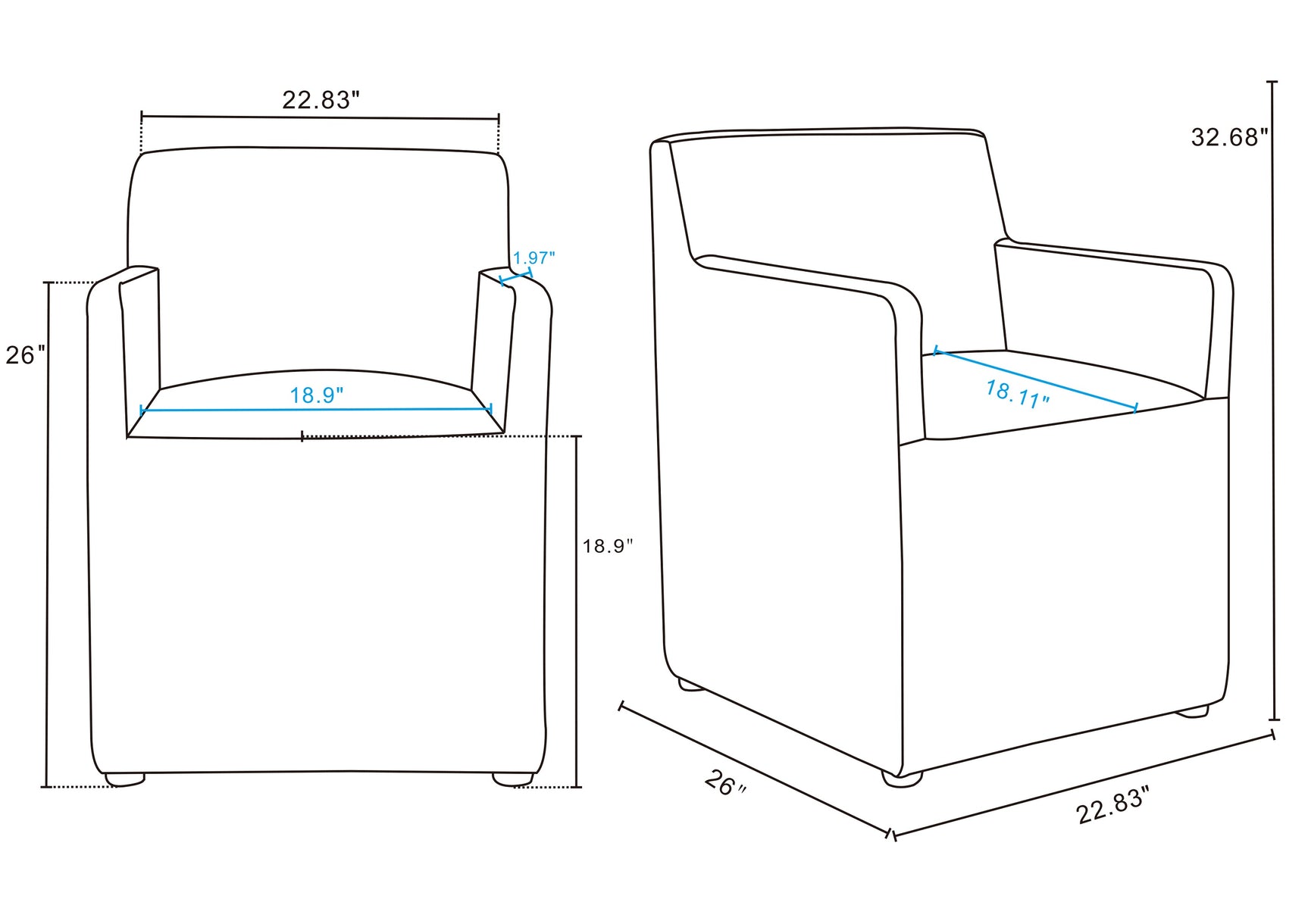 Anna Square Faux Leather Dining Arm Chair in Pewter (set of 2) - Ornate Home