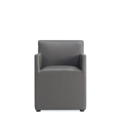 Anna Square Faux Leather Dining Arm Chair in Pewter (set of 2) - Ornate Home