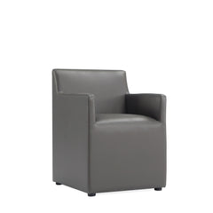Anna Square Faux Leather Dining Arm Chair in Pewter (set of 2) - Ornate Home