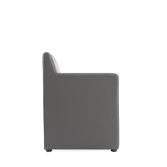 Anna Square Faux Leather Dining Arm Chair in Pewter (set of 2) - Ornate Home