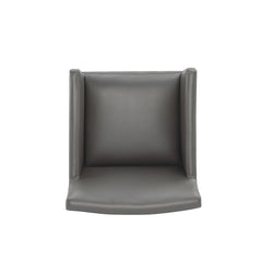 Anna Square Faux Leather Dining Arm Chair in Pewter (set of 2) - Ornate Home