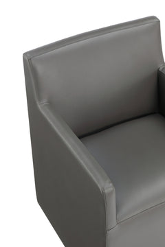 Anna Square Faux Leather Dining Arm Chair in Pewter (set of 2) - Ornate Home