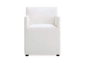 Anna Square Faux Leather Dining Armchair in Cream - Ornate Home