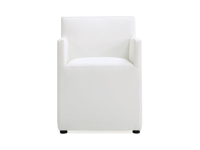 Anna Square Faux Leather Dining Armchair in Cream - Ornate Home