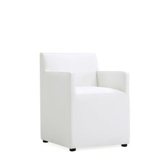 Anna Square Faux Leather Dining Armchair in Cream - Ornate Home