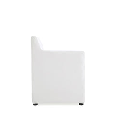 Anna Square Faux Leather Dining Armchair in Cream - Ornate Home