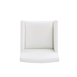 Anna Square Faux Leather Dining Armchair in Cream - Ornate Home