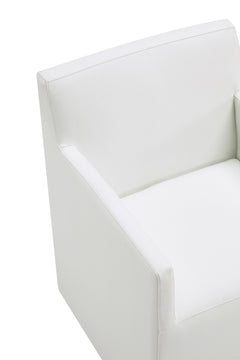 Anna Square Faux Leather Dining Armchair in Cream - Ornate Home