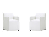 Anna Square Faux Leather Dining Armchair in Cream (set of 2) - Ornate Home