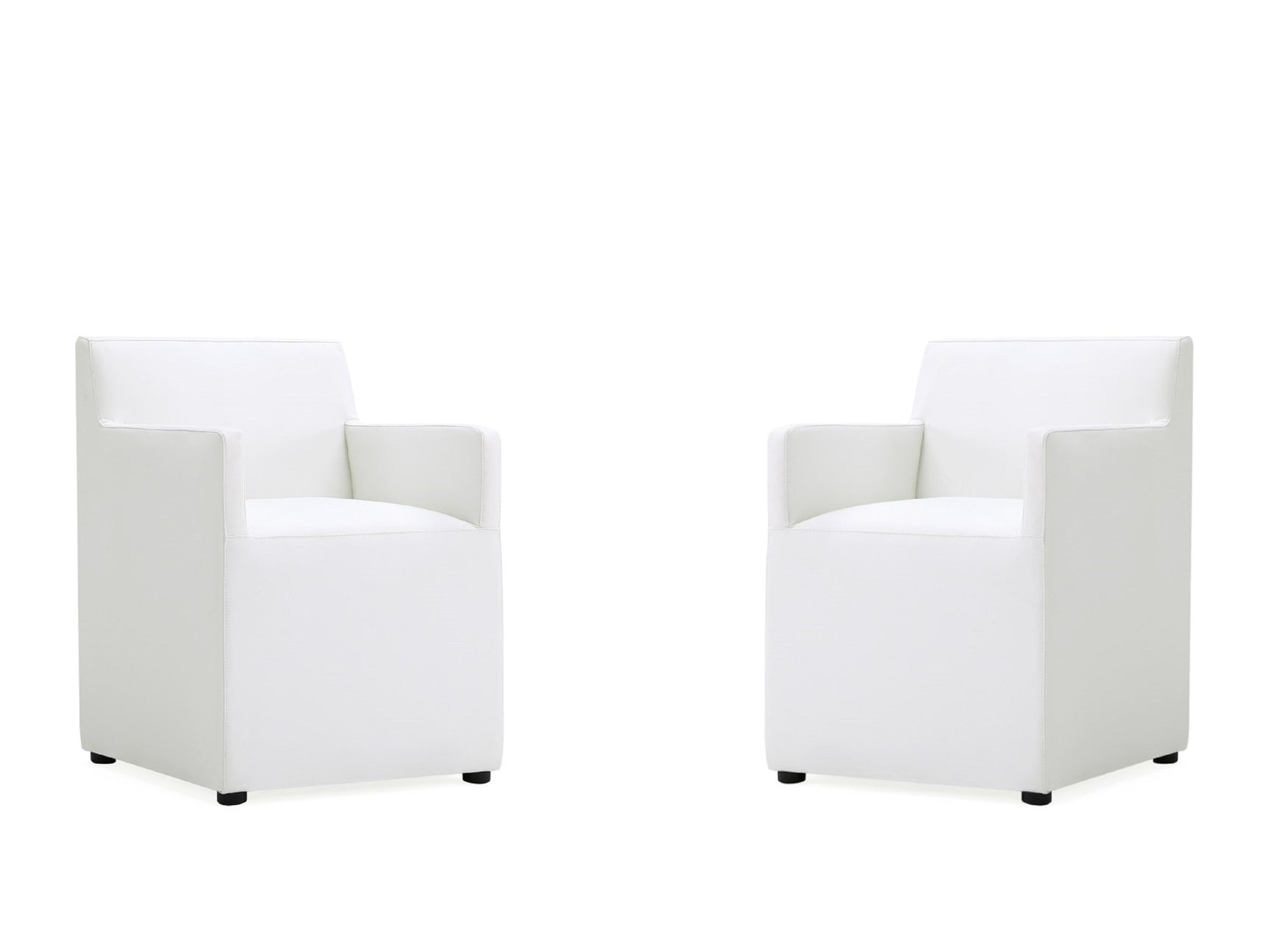 Anna Square Faux Leather Dining Armchair in Cream (set of 2) - Ornate Home