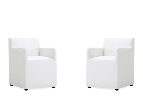 Anna Square Faux Leather Dining Armchair in Cream (set of 2) - Ornate Home