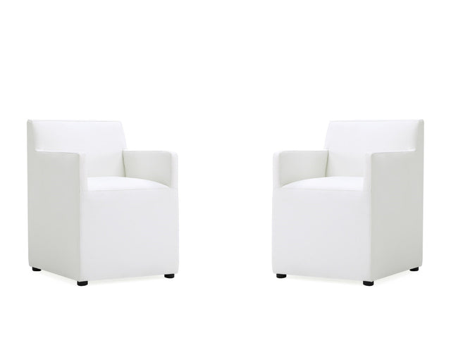 Anna Square Faux Leather Dining Armchair in Cream (set of 2) - Ornate Home