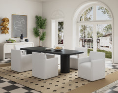 Anna Square Faux Leather Dining Armchair in Cream (set of 2) - Ornate Home