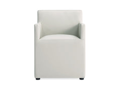 Anna Square Faux Leather Dining Armchair in Light Stone Grey - Ornate Home