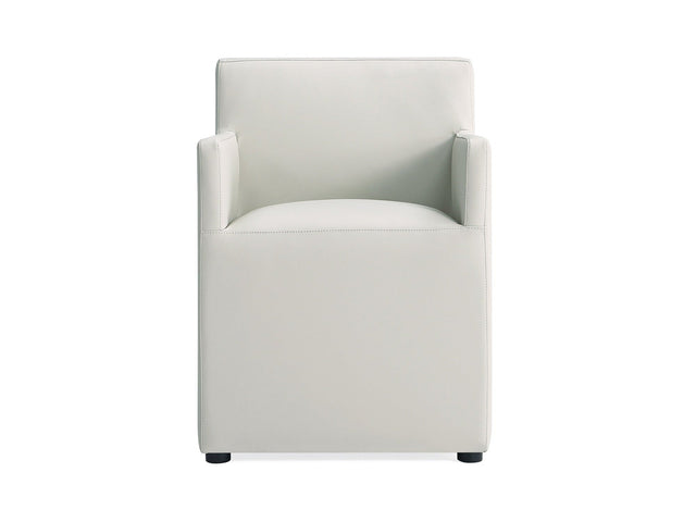 Anna Square Faux Leather Dining Armchair in Light Stone Grey - Ornate Home