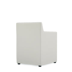 Anna Square Faux Leather Dining Armchair in Light Stone Grey - Ornate Home