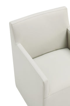 Anna Square Faux Leather Dining Armchair in Light Stone Grey - Ornate Home