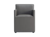 Anna Square Faux Leather Dining Armchair in Pewter - Ornate Home