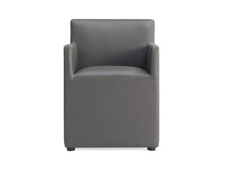 Anna Square Faux Leather Dining Armchair in Pewter - Ornate Home