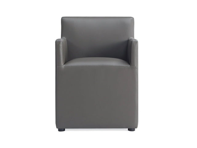 Anna Square Faux Leather Dining Armchair in Pewter - Ornate Home