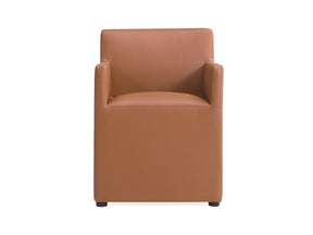 Anna Square Faux Leather Dining Armchair in Saddle - Ornate Home