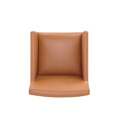 Anna Square Faux Leather Dining Armchair in Saddle - Ornate Home