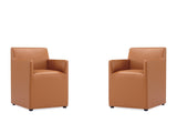 Anna Square Faux Leather Dining Armchair in Saddle (set of 2) - Ornate Home