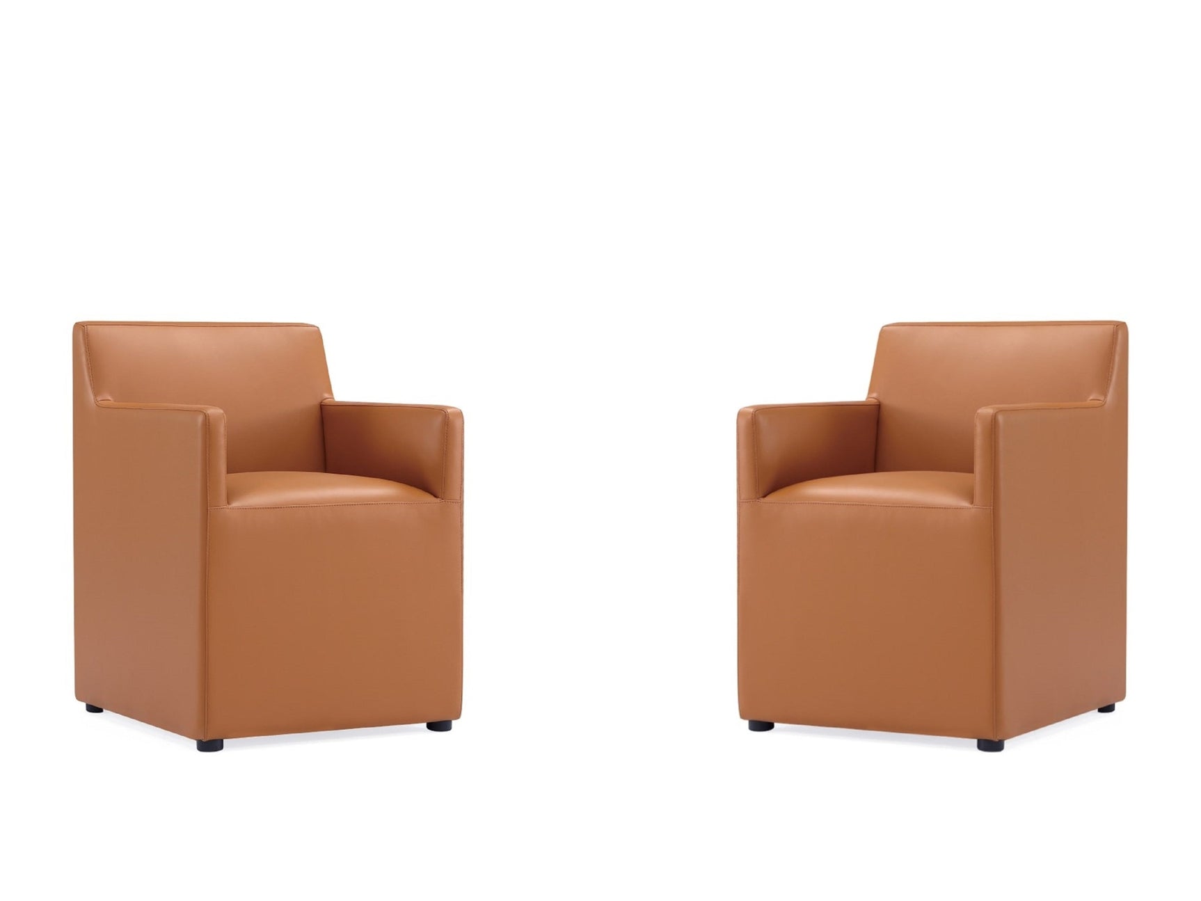 Anna Square Faux Leather Dining Armchair in Saddle (set of 2) - Ornate Home