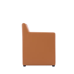Anna Square Faux Leather Dining Armchair in Saddle (set of 2) - Ornate Home