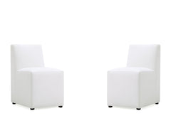 Anna Square Faux Leather Dining Chair in Cream (set of 2) - Ornate Home