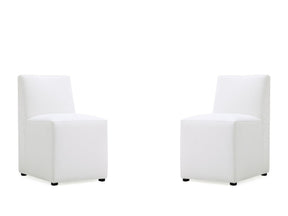 Anna Square Faux Leather Dining Chair in Cream (set of 2) - Ornate Home