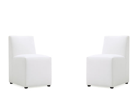 Anna Square Faux Leather Dining Chair in Cream (set of 2) - Ornate Home