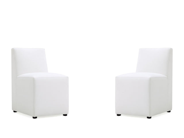 Anna Square Faux Leather Dining Chair in Cream (set of 2) - Ornate Home