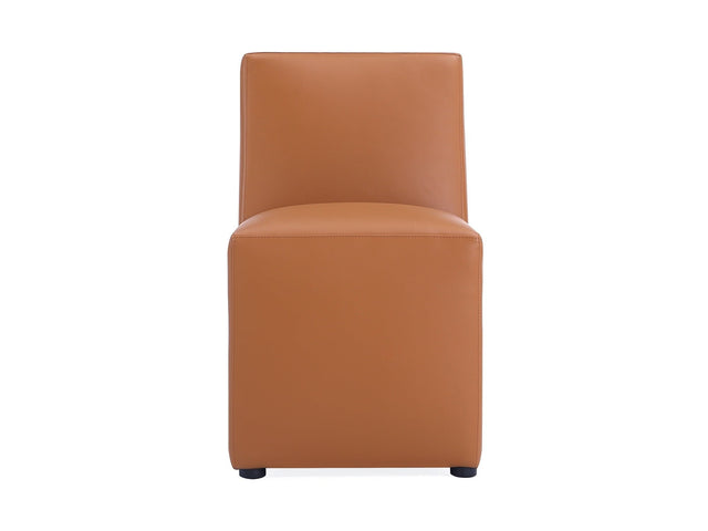 Anna Square Faux Leather Dining Chair in Saddle - Ornate Home