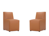Anna Square Faux Leather Dining Chair in Saddle (set of 2) - Ornate Home
