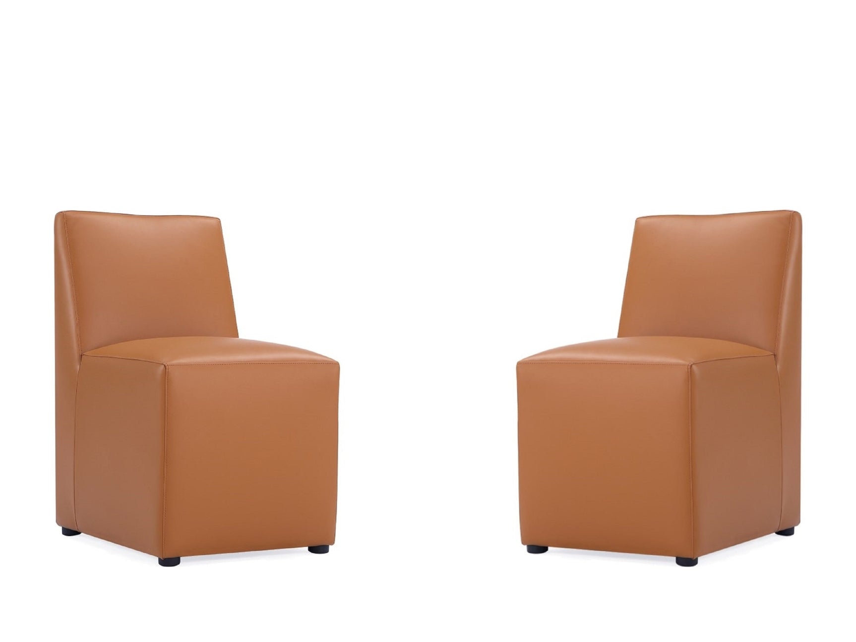 Anna Square Faux Leather Dining Chair in Saddle (set of 2) - Ornate Home