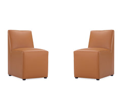 Anna Square Faux Leather Dining Chair in Saddle (set of 2) - Ornate Home