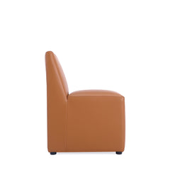 Anna Square Faux Leather Dining Chair in Saddle (set of 2) - Ornate Home